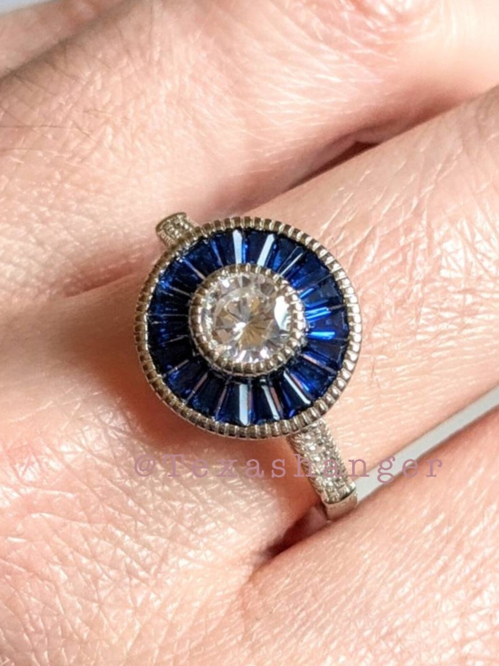 Contessa di Capri Sterling Silver Synthetic Blue Spinel Ring Size 7 NIB